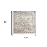 10' Gray Oriental Power Loom Washable Runner Rug